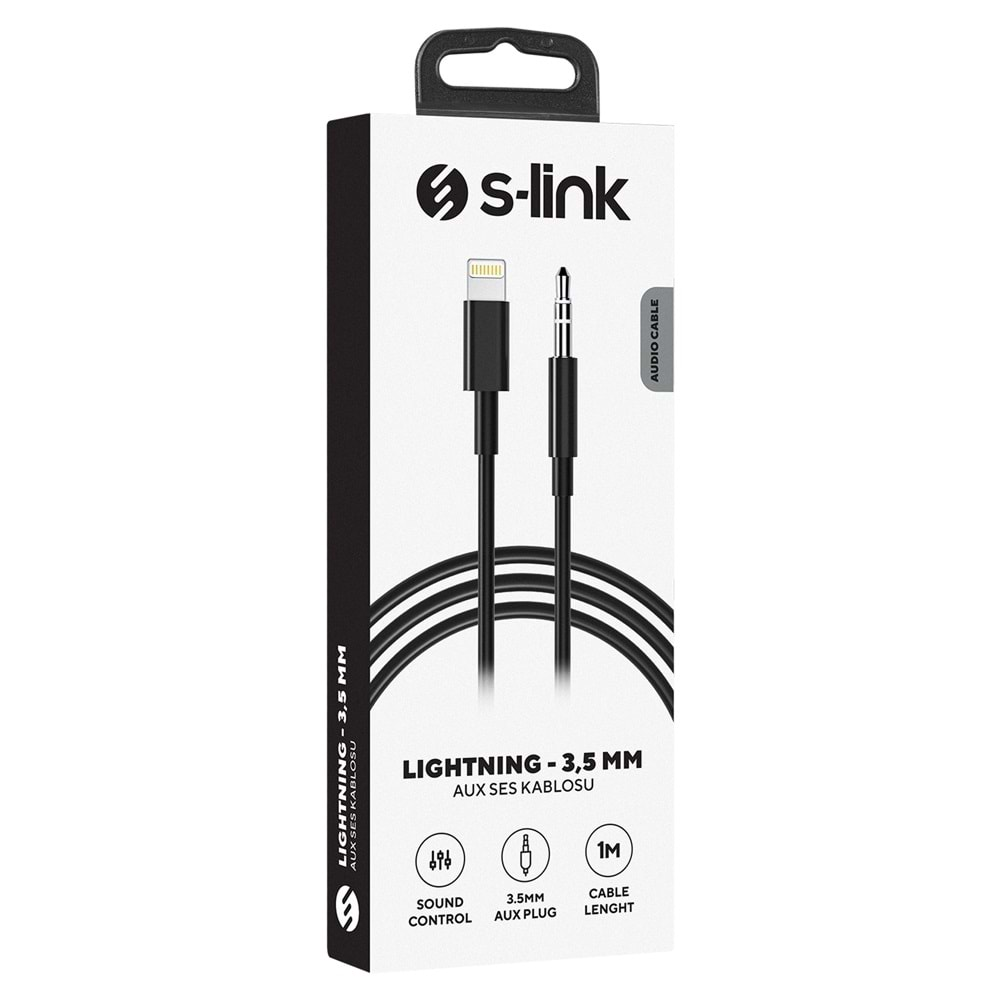 S-link SL-TA53 1m Siyah 3.5mm to Lightning Ses Kablosu