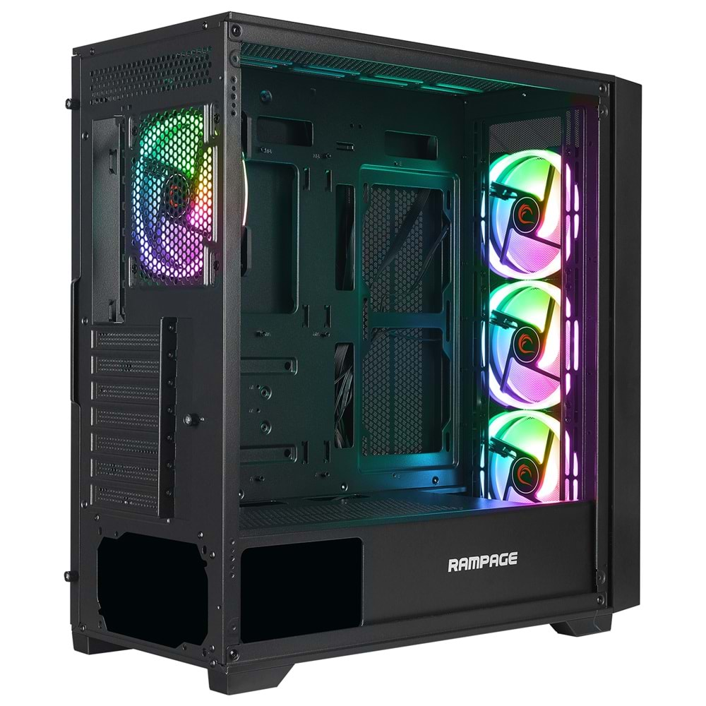 Rampage PRIME Mesh+Temperli Cam 4*ARGB Fan+Hub E-ATX Mid-T Gaming Oyuncu Kasası