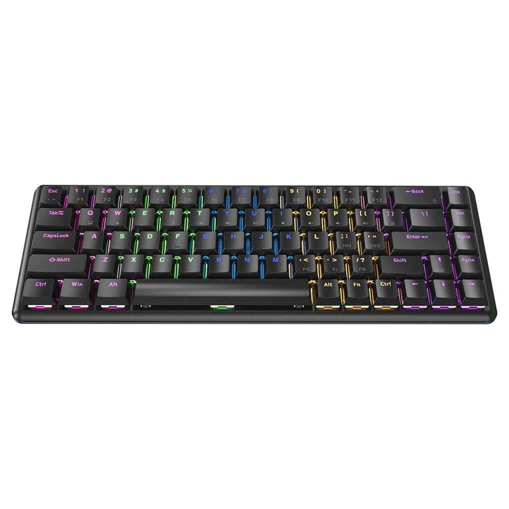 Rampage REBEL Siyah Low Profile RED SWITCH Mekanik Gaming Oyuncu Klavye US Layout English Rainbow