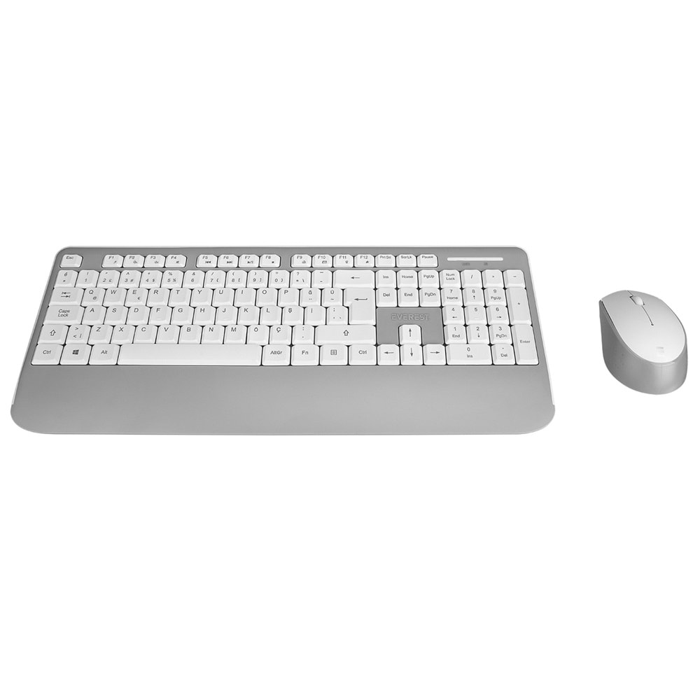 Everest KM-6176 OFFICAL Beyaz/Gri Kablosuz Combo Q Multimedia Klavye + Mouse Set