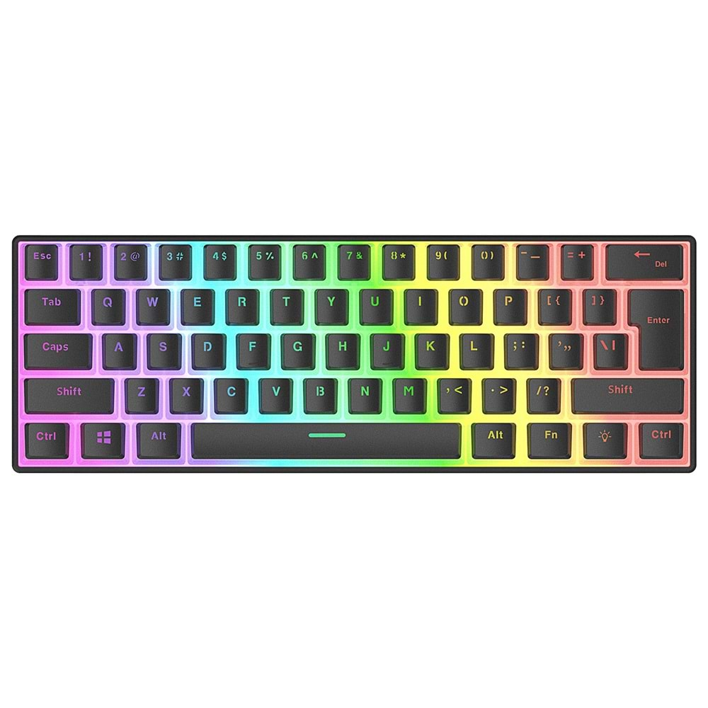 Rampage RADIANT K11 Siyah Type-C Bağlantılı RGB Puding Tuşlu Gaming Oyuncu Klavye US Layout English Red Switch