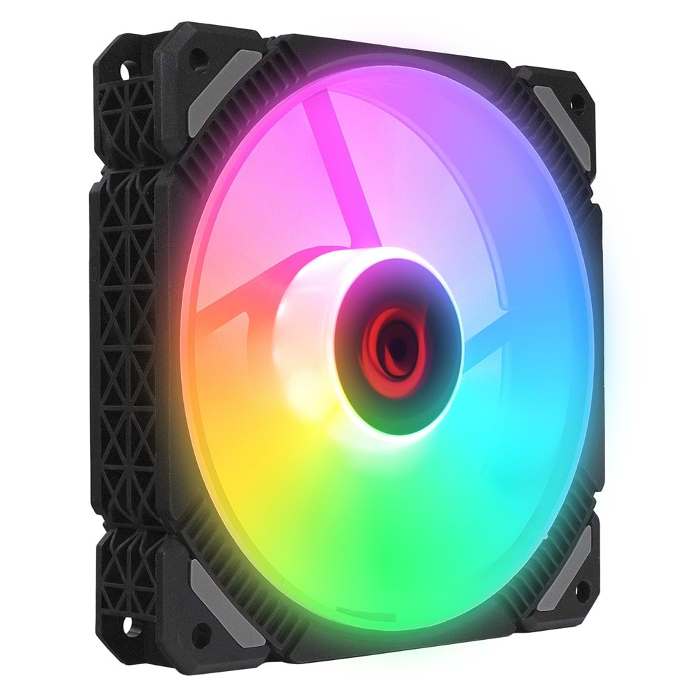 Rampage CROSS F20 38CFM 1200RPM 12cm Rainbow 3P+4P Molex Soketli Siyah Kasa Fanı