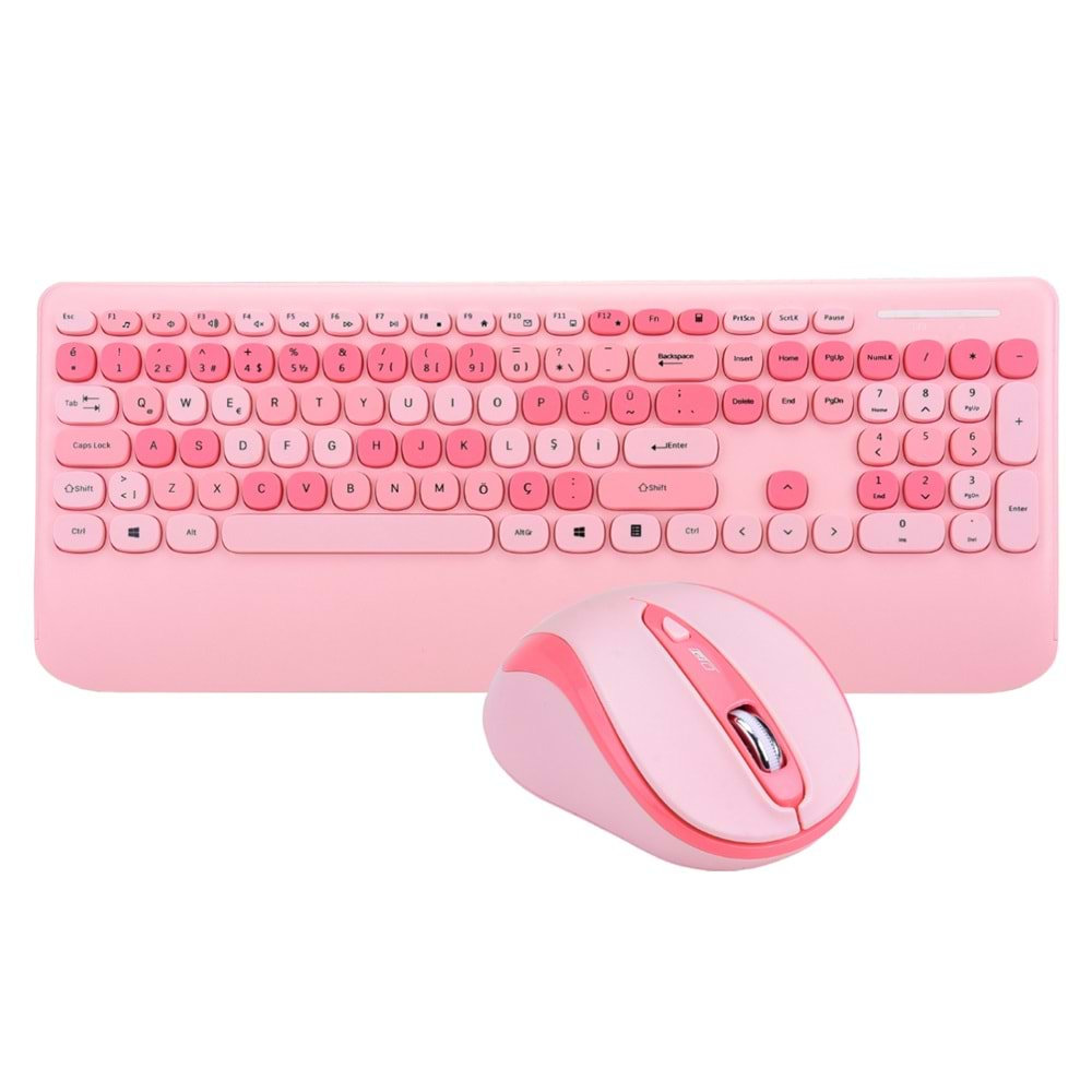 Everest KM-6281 CANDY Renkli Tuşlu Pembe Kablosuz Q Multimedia Klavye + Mouse Set