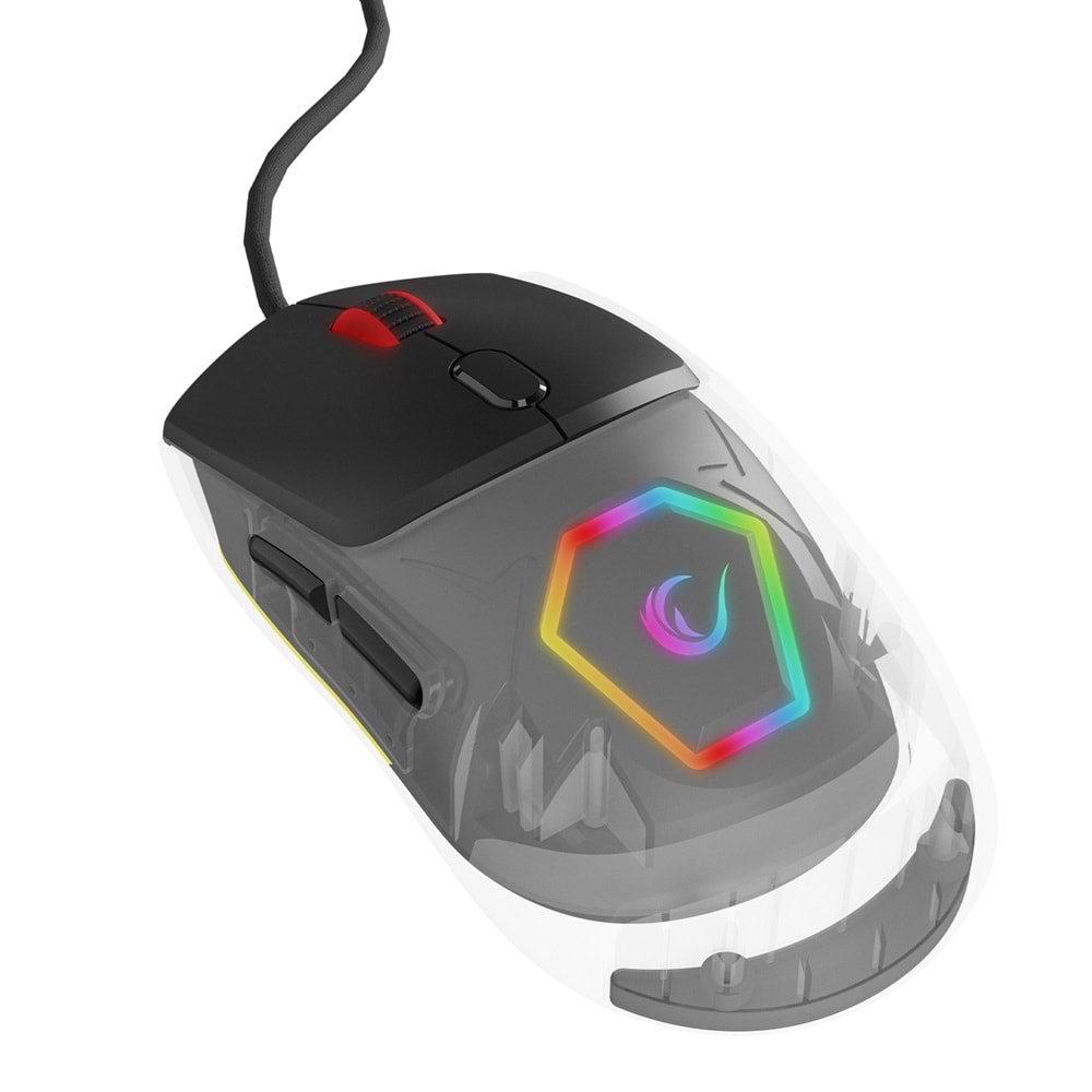 Rampage Hyalo M1 Siyah Değiştirilebilir 3 Kapaklı RGB 12000 DPI Gaming Oyuncu Mouse