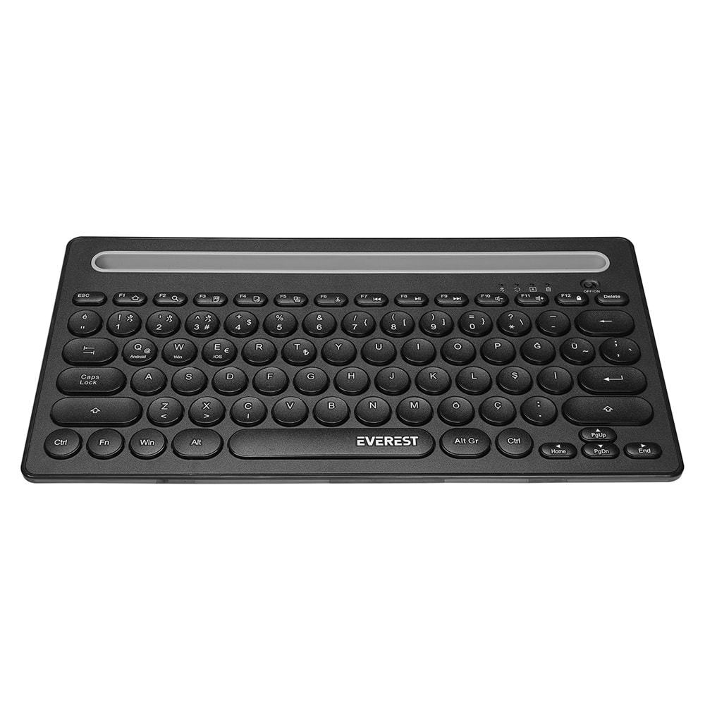 Everest KB-BT84 Siyah/Gri Bluetooth Ultra İnce+Şarjlı Q Mac/Win/Android/Ios Uyumlu Kablosuz klavye