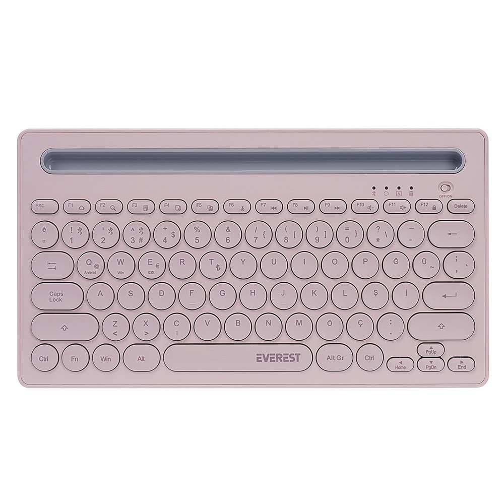 Everest KB-BT84 Pembe/Gri Bluetooth Ultra İnce+Şarjlı Q Mac/Win/Android/Ios Uyumlu Kablosuz klavye