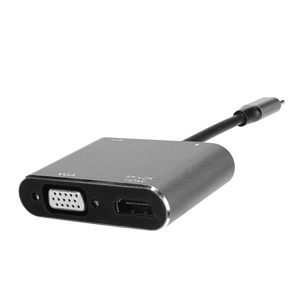 Hytech HY-USBC22 4 in 1 Type C to, PD+HDMI+VGA+USB3.0 Çevirici Hub Adaptör