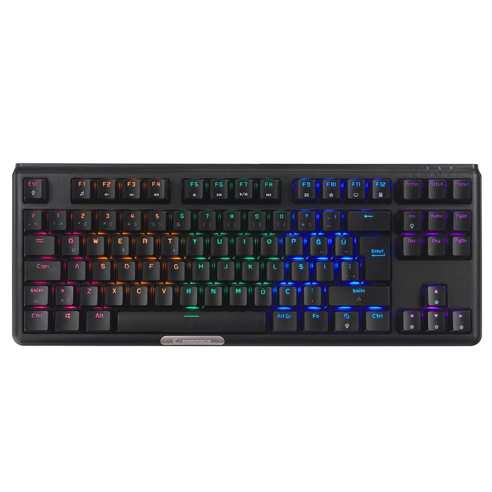 Rampage CLAW Siyah RED SWITCH Mekanik Gaming Oyuncu Klavye Rainbow TKL