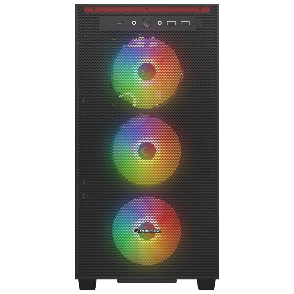 Rampage BLAZE Mesh Temperli Camlı Siyah 4* 12cm ARGB Fan M-ATX Mid-T Gaming Oyuncu Kasası