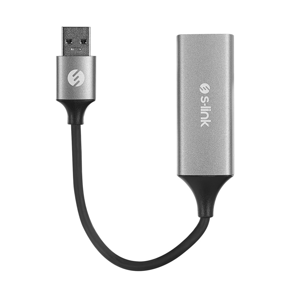 S-link SW-U334 Gri Metal USB 3.0 to RJ45 10/100/1000Mbps Gigabit Adaptör