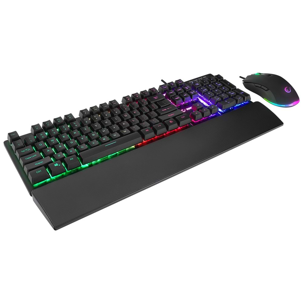 Rampage KM-RX7 FORTUNA Gökkuşağı Aydınlatmalı USB Gaming Combo US Layout English 6400 dpi Mouse