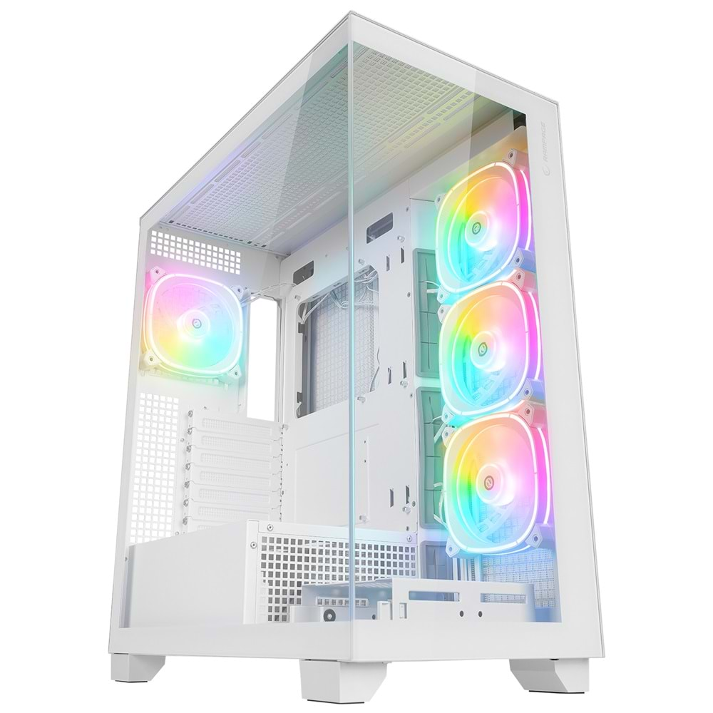 Rampage HYDRA V1 WHITE Type-C+USB3.0+USB2.0 4*ARGB Fan+Hub E-ATX Exclusive Gaming Oyuncu Kasası