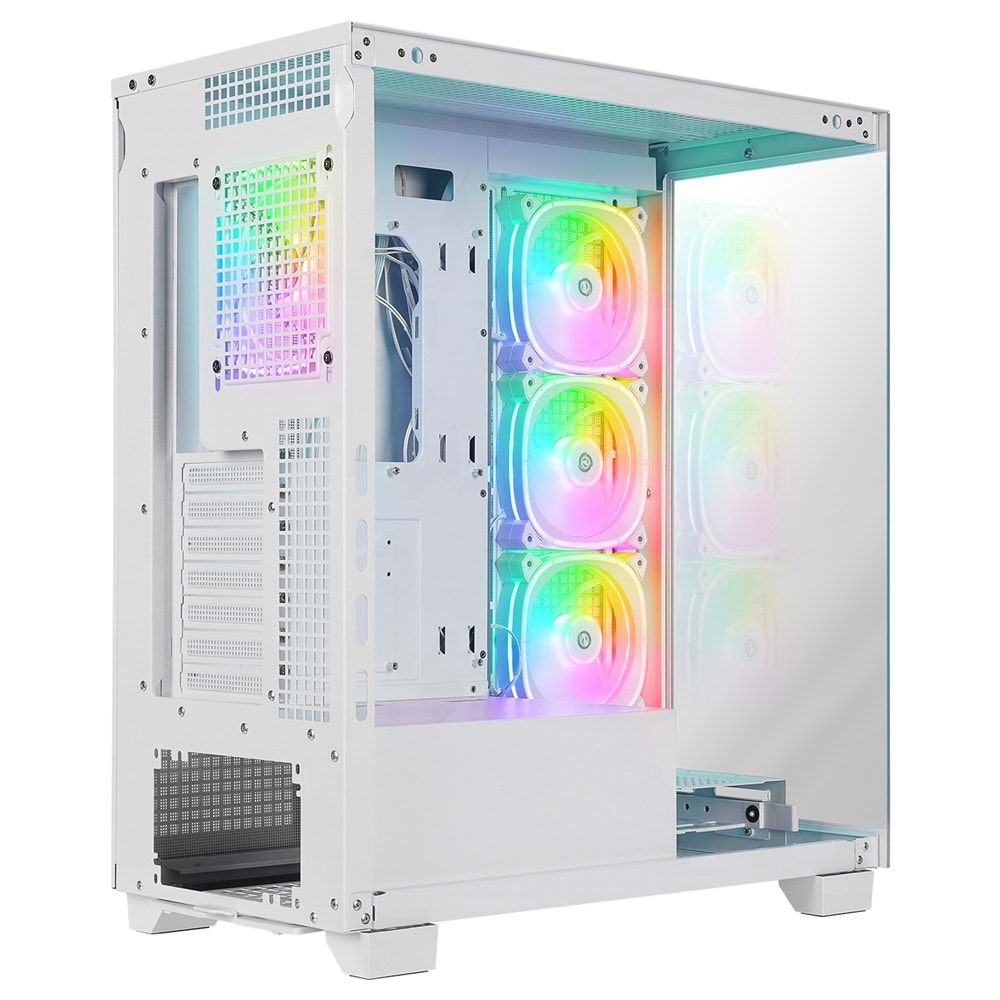 Rampage HYDRA V1 WHITE Type-C+USB3.0+USB2.0 4*ARGB Fan+Hub E-ATX Exclusive Gaming Oyuncu Kasası