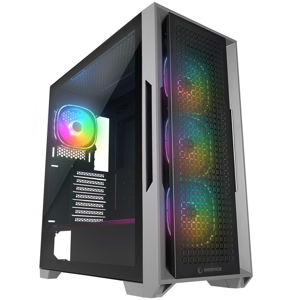 Rampage RADIANT V1 BLACK 2* USB3.0 Temperli Camlı 4*ARGB Fan+Hub E-ATX Exclusive Gaming Oyuncu Kasası