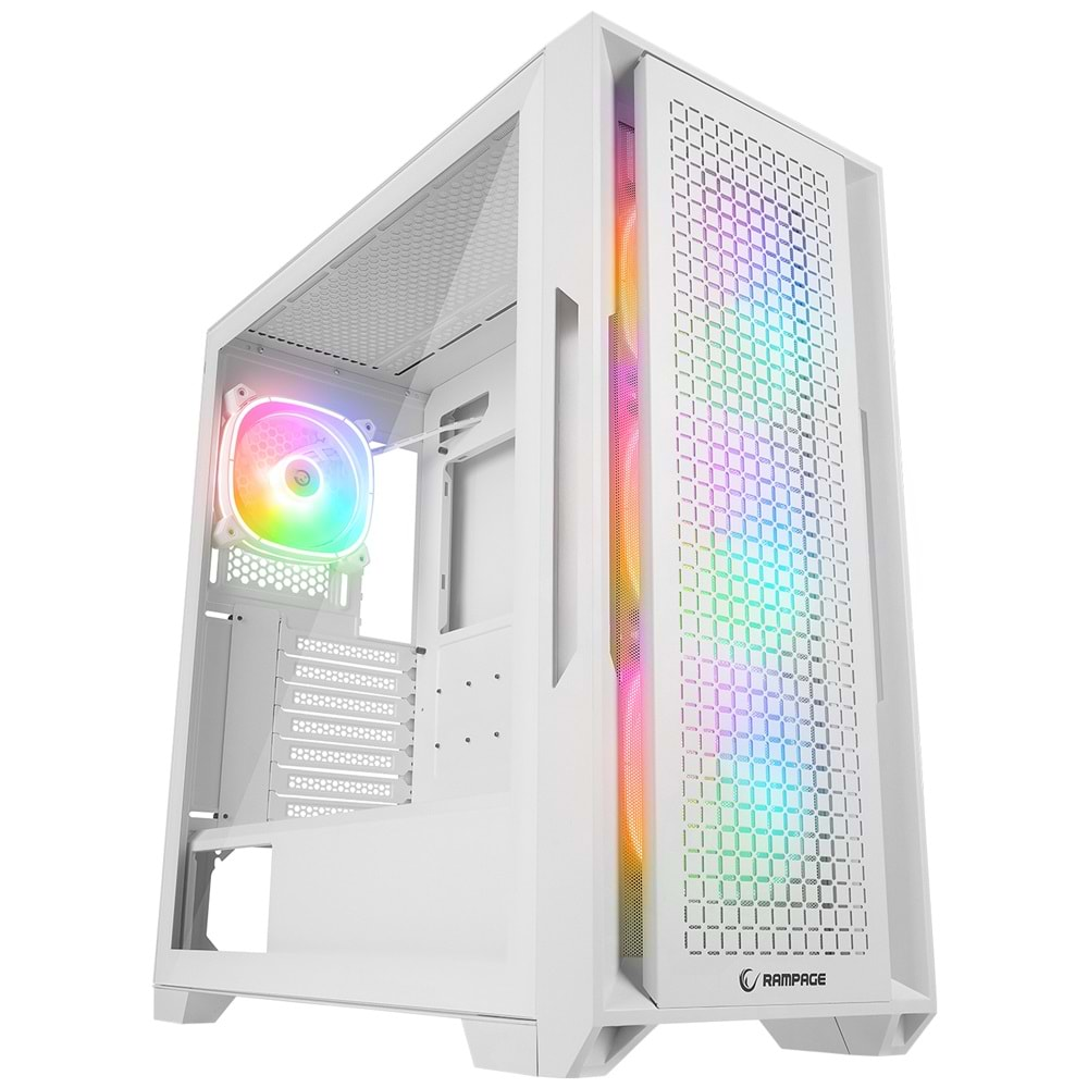 Rampage RADIANT V1 WHITE 2* USB3.0 Temperli Camlı 4*ARGB Fan+Hub E-ATX Exclusive Gaming Oyuncu Kasası