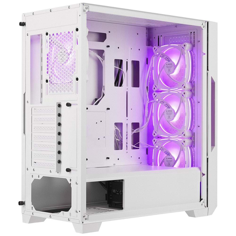 Rampage RADIANT V1 WHITE 2* USB3.0 Temperli Camlı 4*ARGB Fan+Hub E-ATX Exclusive Gaming Oyuncu Kasası