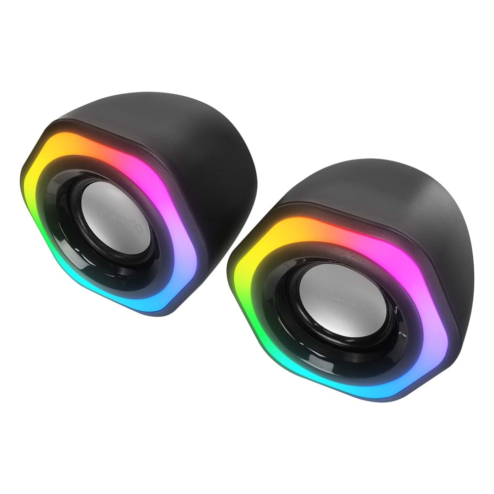 Mikado MD-176 2.0 3W*2 Siyah RGB Aydınlatmalı USB + 3.5mm USB 5V Speaker Hoparlör