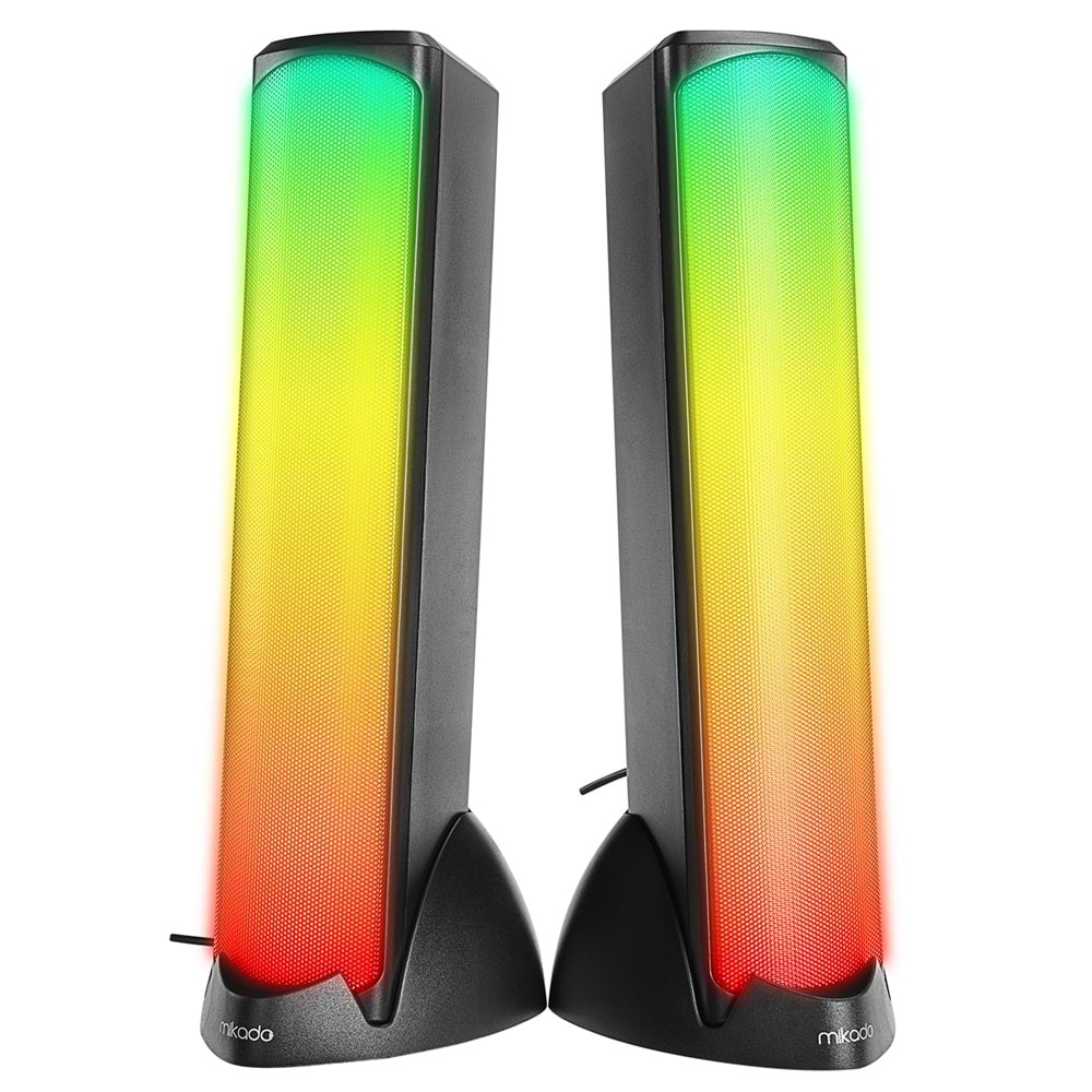 Mikado MD-183 2.0 3W*2 Bluetooth Siyah RGB Aydınlatmalı USB + 3.5mm USB 5V Speaker Hoparlör