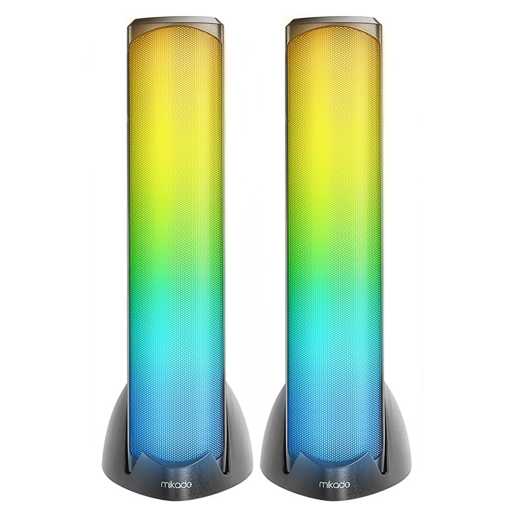 Mikado MD-183 2.0 3W*2 Bluetooth Siyah RGB Aydınlatmalı USB + 3.5mm USB 5V Speaker Hoparlör