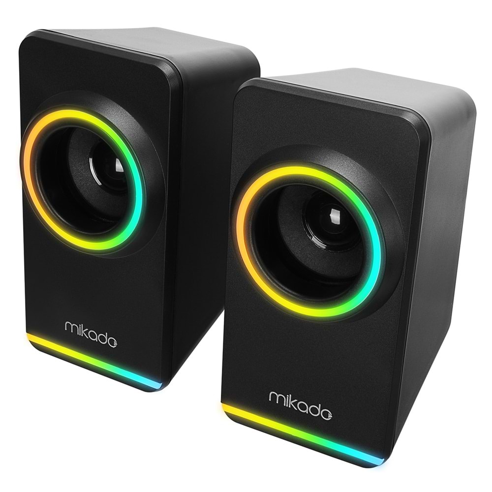 Mikado MD-182 2.0 3W*2 Siyah RGB Aydınlatmalı USB + 3.5mm USB 5V Speaker Hoparlör