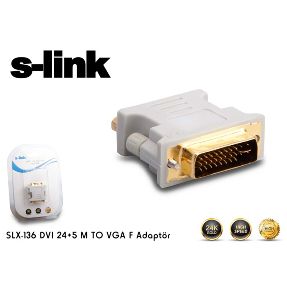 S-link SLX-136 DVI 24+5 M TO VGA F Adaptör