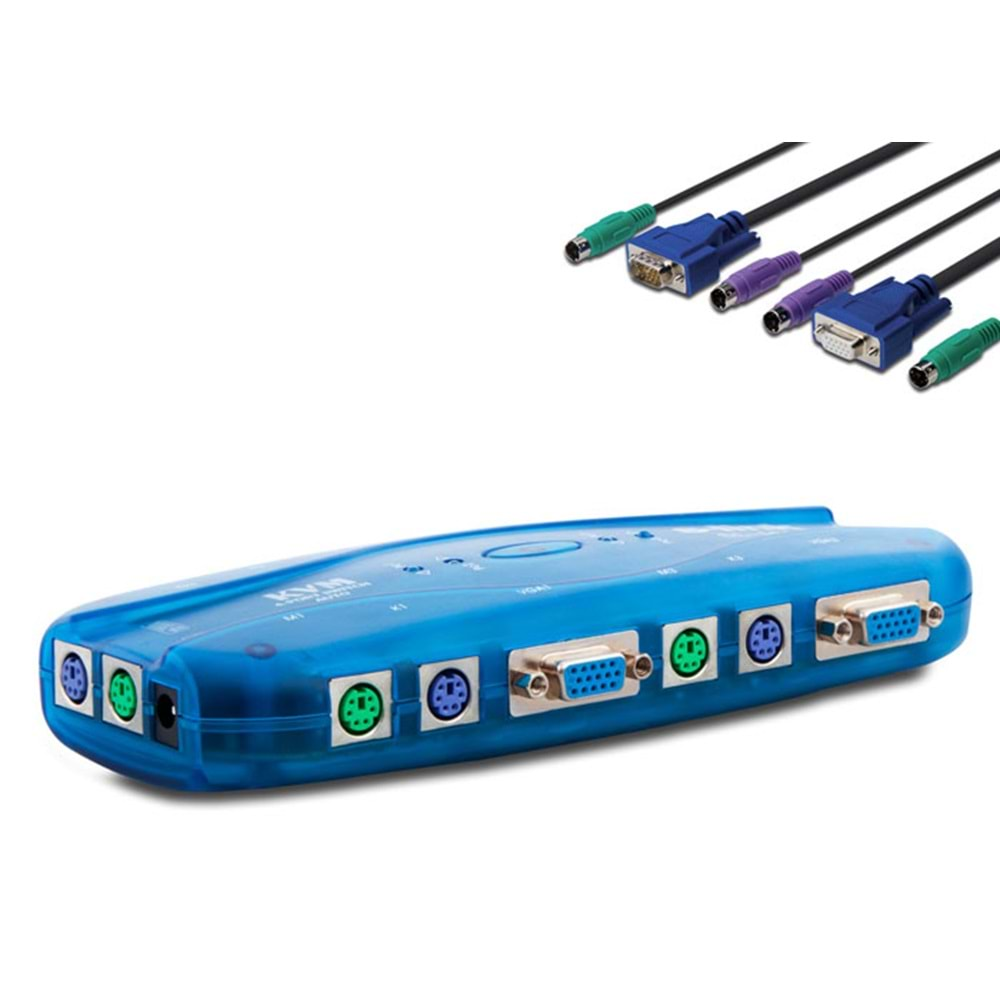 S-link SL-1041 4 Port VGA+PS2 1.8m M/M Kablolu Otomatik Kvm Switch