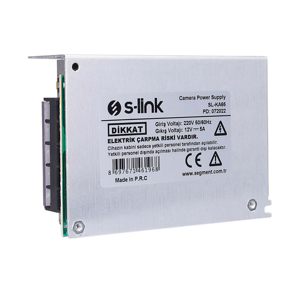 S-link SL-KA65 12V 5A 65W Metal Kamera Güç Kaynağı