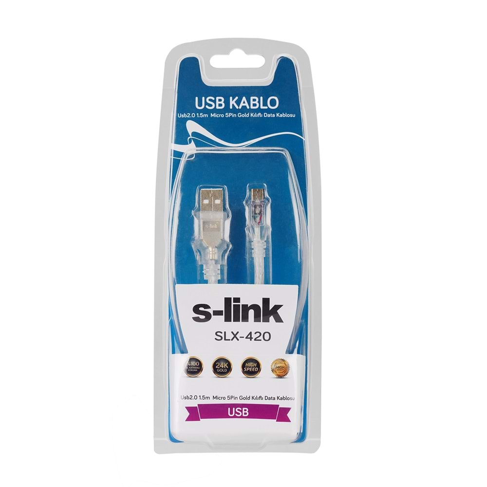 S-link SLX-420 1.5m USB AM/MICRO5P Kablosu