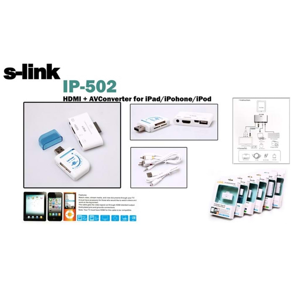 S-link IP-502 Ipod/Iphone/Ipod HDMI+AV Konnektör