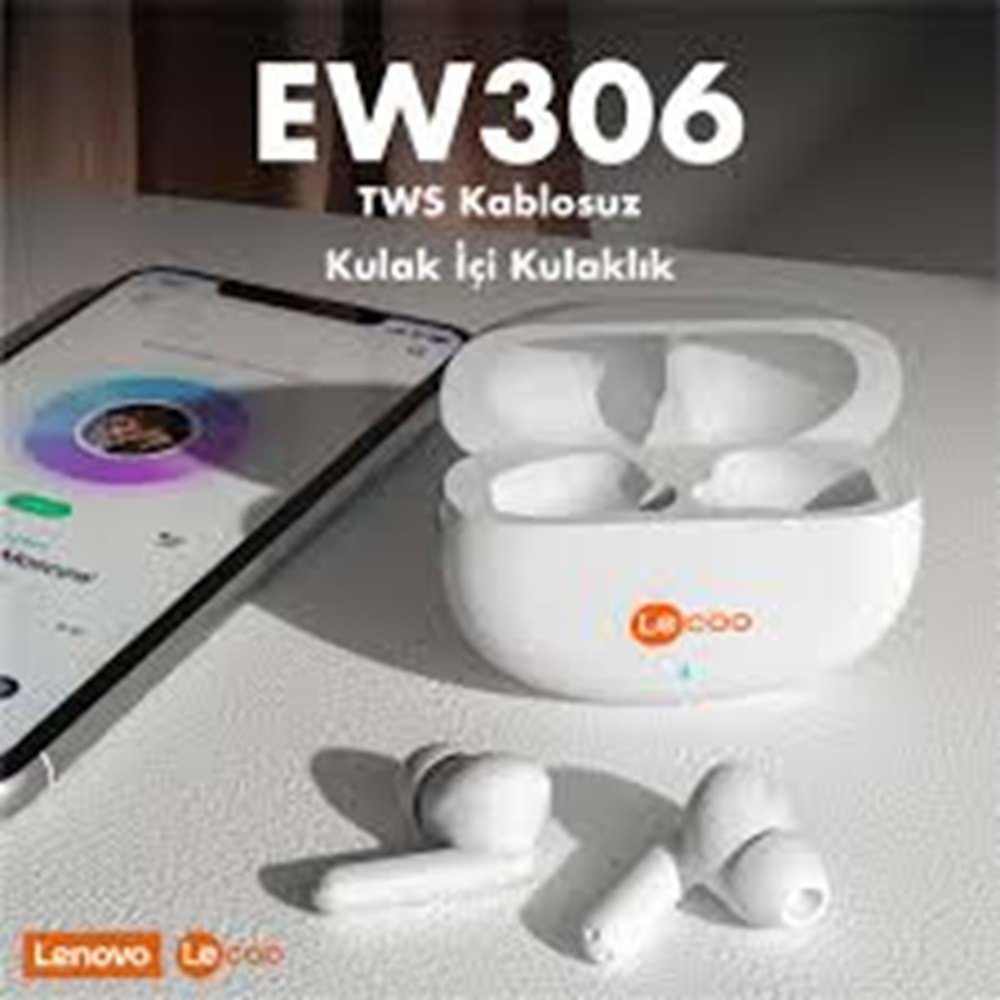 Lecoo EW306 Kablosuz TWS Mikrofonlu Kulak İçi Kulaklık Beyaz