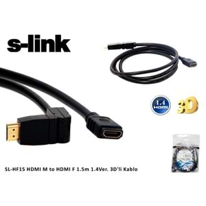 S-link SL-HF15 HDMI M to HDMI F 1.5m 1.4Ver. 3Dli Kablo