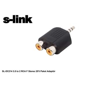 S-link SL-DC214 3.5 to 2 RCA F Stereo 25li Paket Adaptör