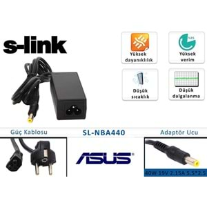 S-link SL-NBA440 40W 19V 2.15A 5.5*2.5 Asus Notebook Standart Adaptör