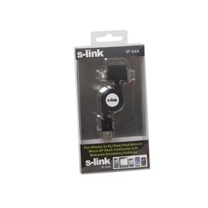 S-link IP-544 Usb iPhone4/iPod/iPad + iPhone5 + Micro 5pin Siyah Data Şarj kablosu