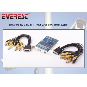 Everest HV-729 16Ch Görüntü 400FSP H.264 DVR Pc Kartlar