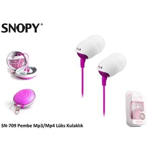 Snopy SN-709 Koruma Çantalı Lüks Kulak İçi Kulaklık Mobil Telefon Uyumlu Pembe