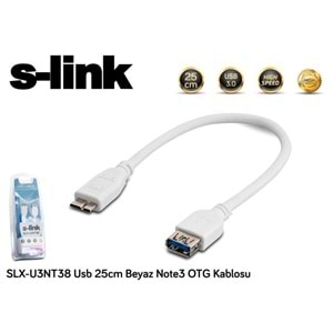 S-link SLX-U3NT38 Micro Usb3.0 25cm Beyaz Samsung Note için OTG Kablosu