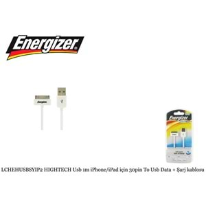 Energizer LCHEHUSBSYIP2 HIGHTECH Usb 1m iPhone/iPad için 30pin To Usb Data + Şarj kablosu