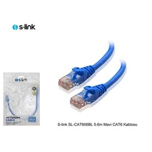 S-link SL-CAT606BL 0.6m Mavi CAT6 Kablosu