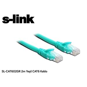 S-link SL-CAT602GR 2m Yeşil CAT6 Kablo