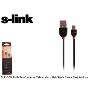 S-link SLP-505 Micro Usb Siyah Data + Şarj Kablosu Akıllı Telefonlar ve Tablet