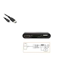 S-link MHL-88 OTG + Kart Okuyucu Galaxy S3/S4/S5/Note2/3/4 MHL Çevirici Adaptör