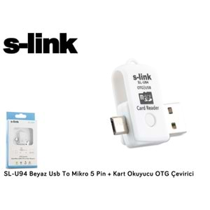 S-link SL-U94 Beyaz Usb To Mikro 5 Pin + Kart Okuyucu OTG Çevirici