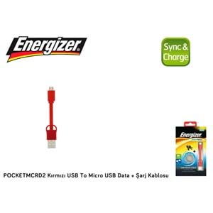 Energizer POCKETMCRD2 Kırmızı USB To Micro USB Data + Şarj Kablosu