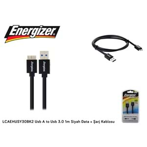 Energizer LCAEHUSY30BK2 Usb A to Usb 3.0 1m Siyah Data + Şarj Kablosu