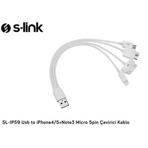 S-link SL-IP59 Micro 5pin Çevirici Kablo Usb to iPhone4/Lightning+Note3