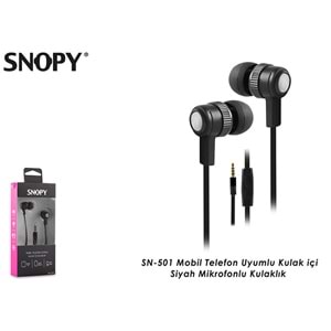 Snopy SN-501 Mobil Telefon Uyumlu Kulak içi Siyah Mikrofonlu Kulaklık