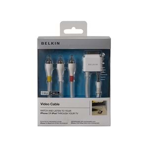 Belkin BLK-F8Z361ea06 Beyaz iPhone ve iPod To 3 RCA Çevirici Kablo