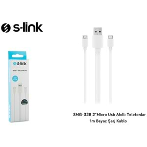 S-link SMG-328 1m Şarj Kablo 2*Micro Usb Akıllı Telefonlar Beyaz