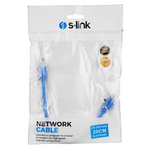 S-link SL-CAT6030BL 30cm Mavi Utp CAT6 Kablo